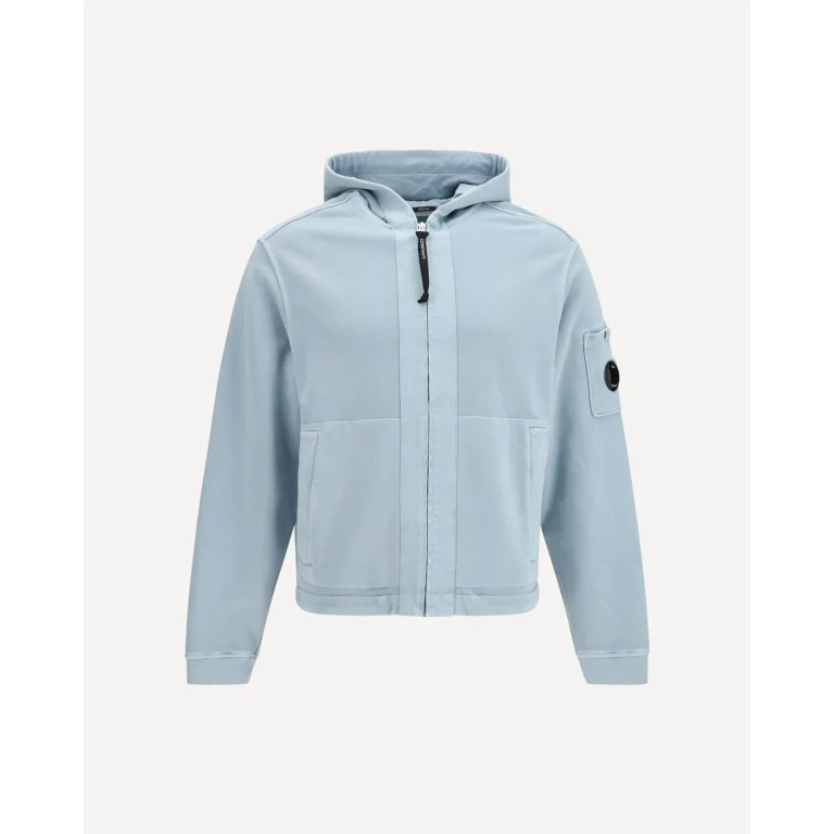 Sudadera con capucha y cremallera C.P. Company en algodón diagonal fleece