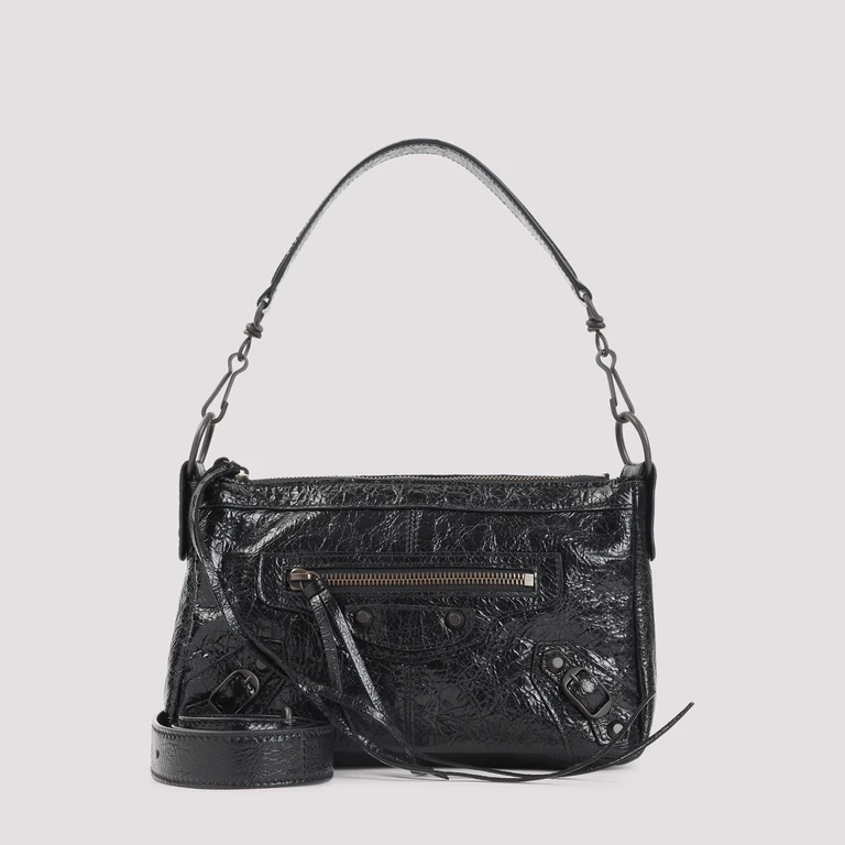 Balenciaga Le City Moto Shoulder Bag Black Leather - Women