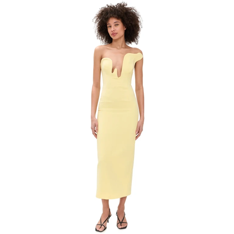 BARDOT Rosalyn Midi Dress Canary Yellow 10