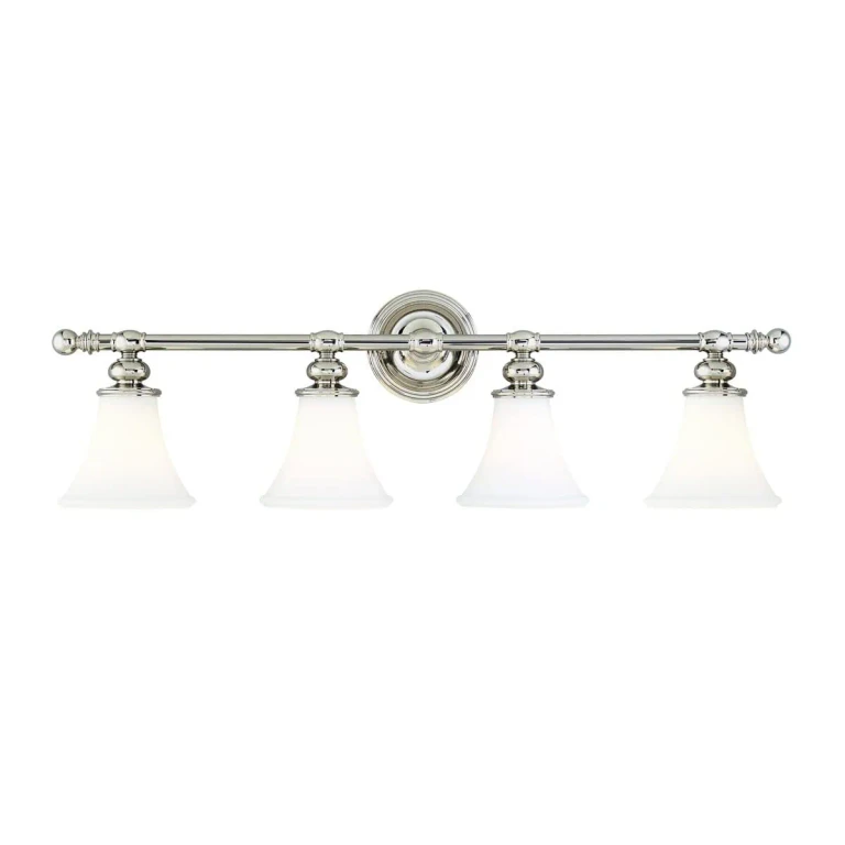 Weston 4-Light 34" Bathroom Vanity Light in Polished Nickel