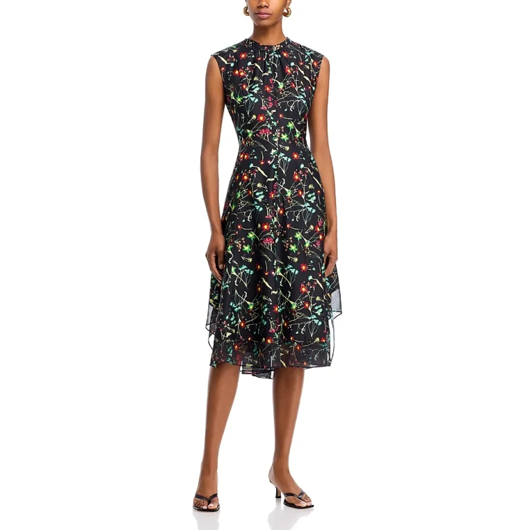 3.1 Phillip Lim Bliss Silk Floral Chiffon Hem Dress