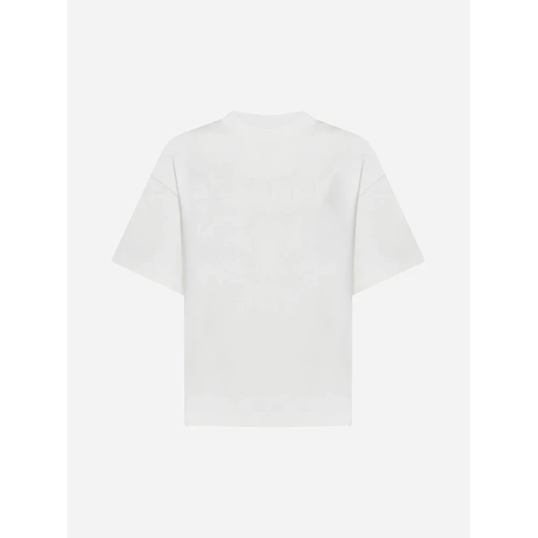 White Crewneck T-shirt With Tonal Logo Print On The Front In Cotton Woman