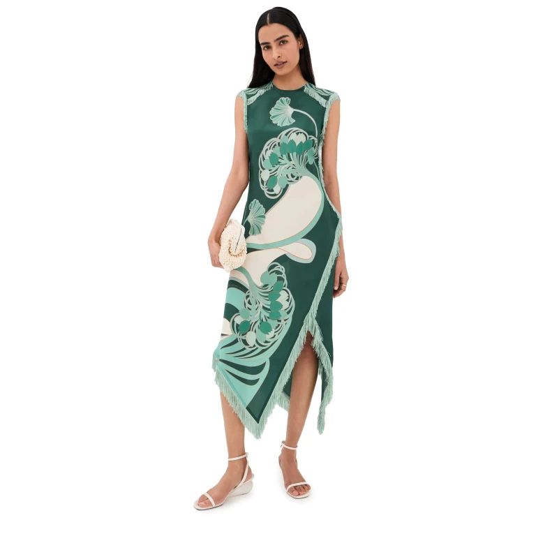 La DoubleJ Scarf Silk Dress Blooming Tulip Placee M