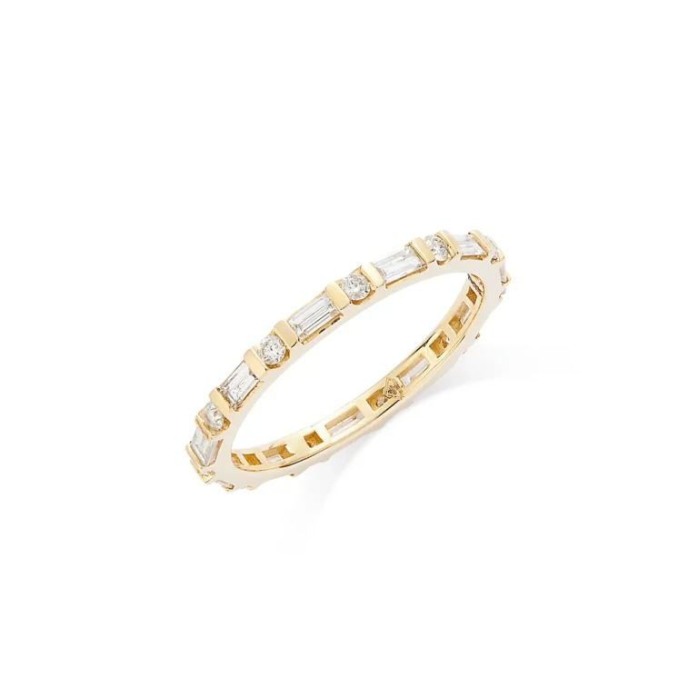 Diamond Baguette & Round Eternity Band in 14K Yellow Gold, 0.70 tcw