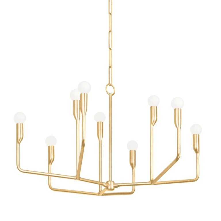 Vintage Gold Leaf Nine Light Chandelier from the Norman Collection