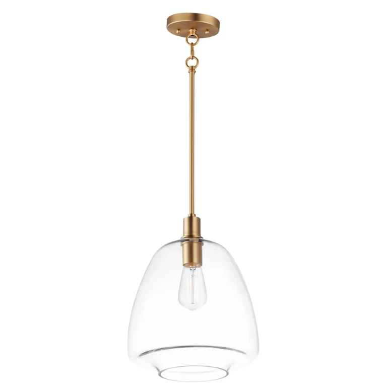 Satin Brass One Light Pendant from the Babylon Collection