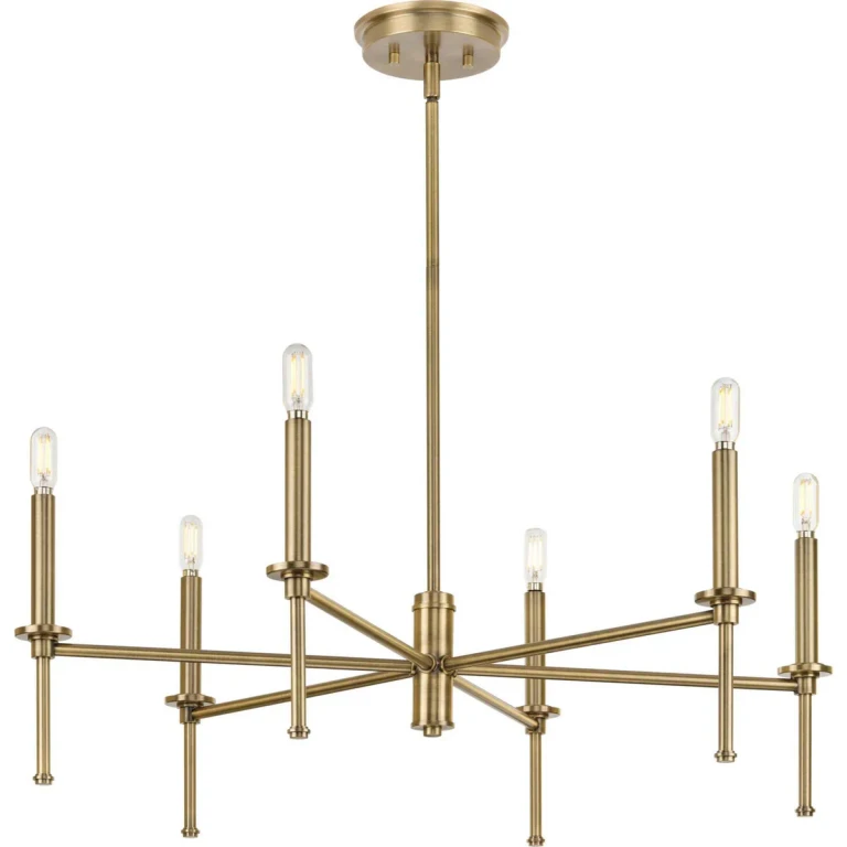 Vintage Brass Six Light Chandelier from the Elara Collection