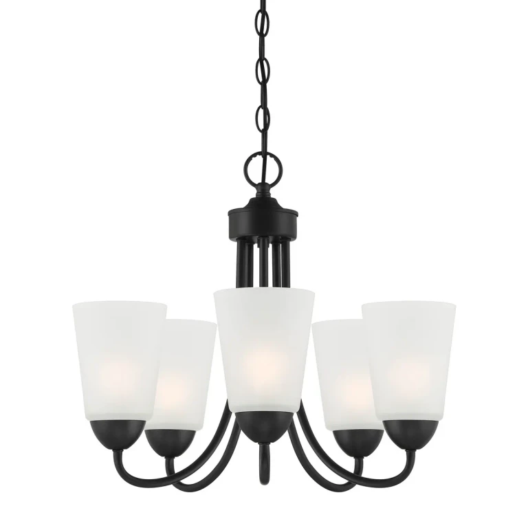 Matte Black Five Light Chandelier from the Malone Collection