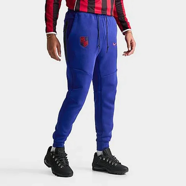 Nike Men's United States Soccer Tech Fleece Jogger Pants in Deep Royal Blue/Challenge Red Size: Small