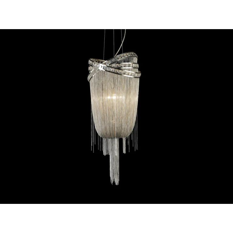 Wilshire Blvd. 6-Light Chandelier in Polish Nickel with Crystal