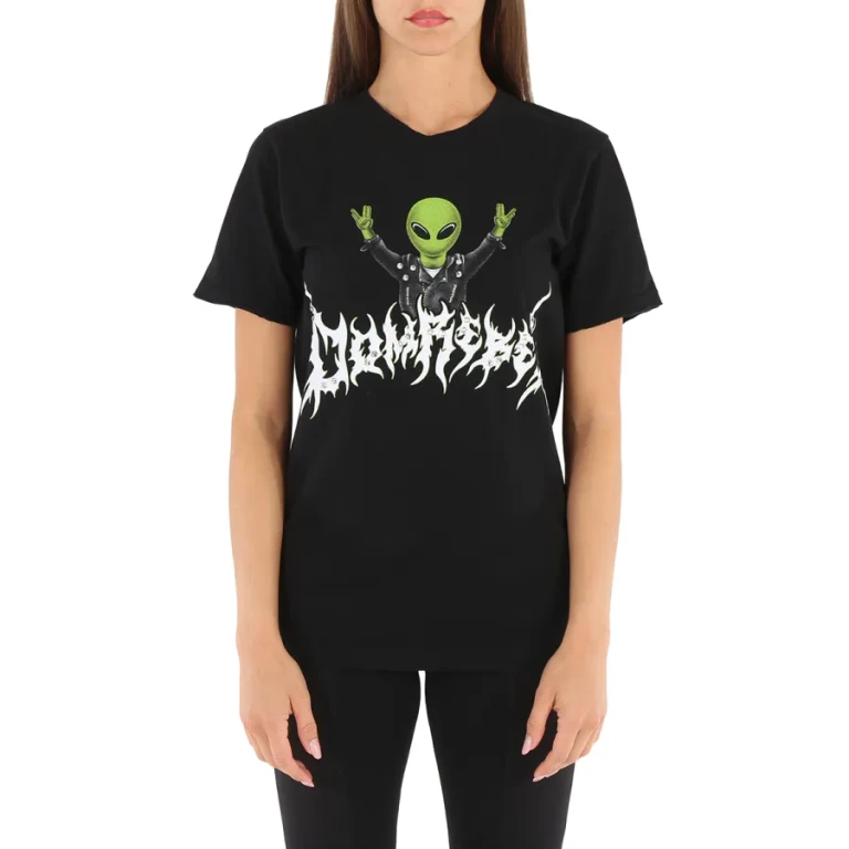 Domrebel Alien Print T-Shirt in Black