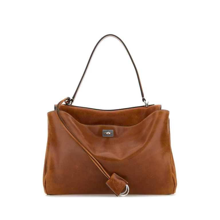 Balenciaga Caramel Leather Medium Rodeo Handbag Tan Cowboy T Domesticated Lamb Le Borse A Mano - Women
