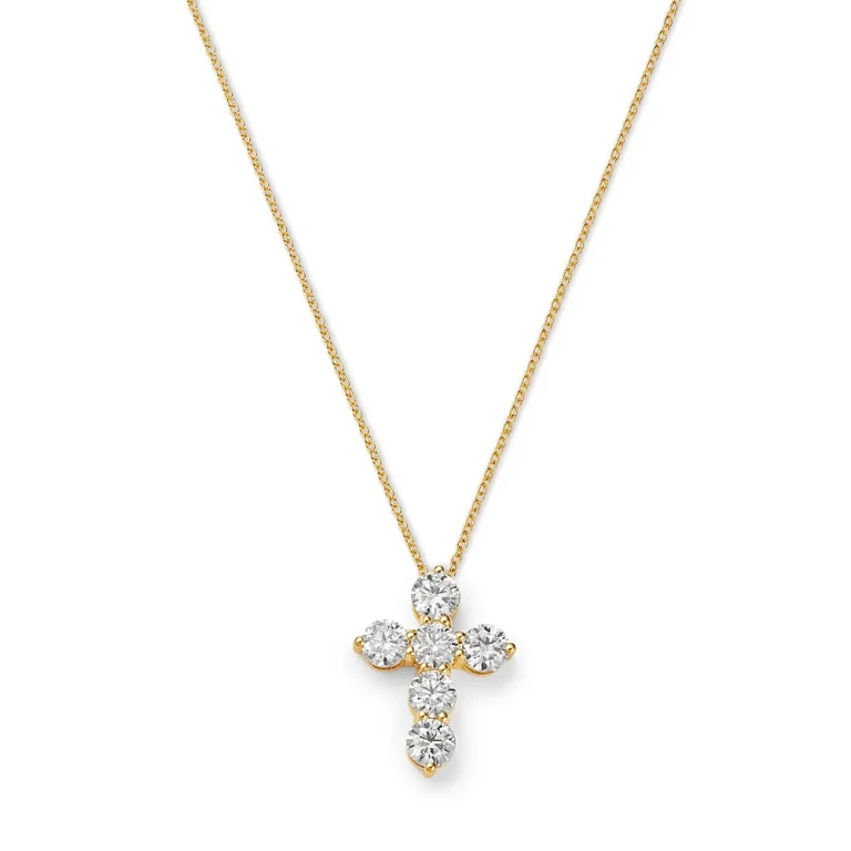 Diamond Cross Pendant Necklace in 14K Gold, 2.10 tcw