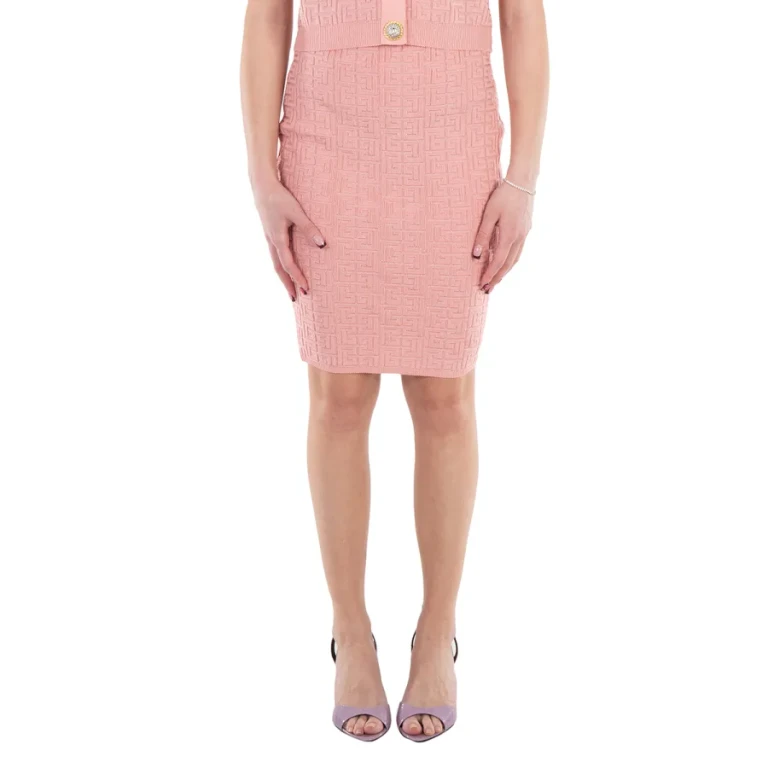 Balmain Monogram Intarsia Knit Mini Skirt