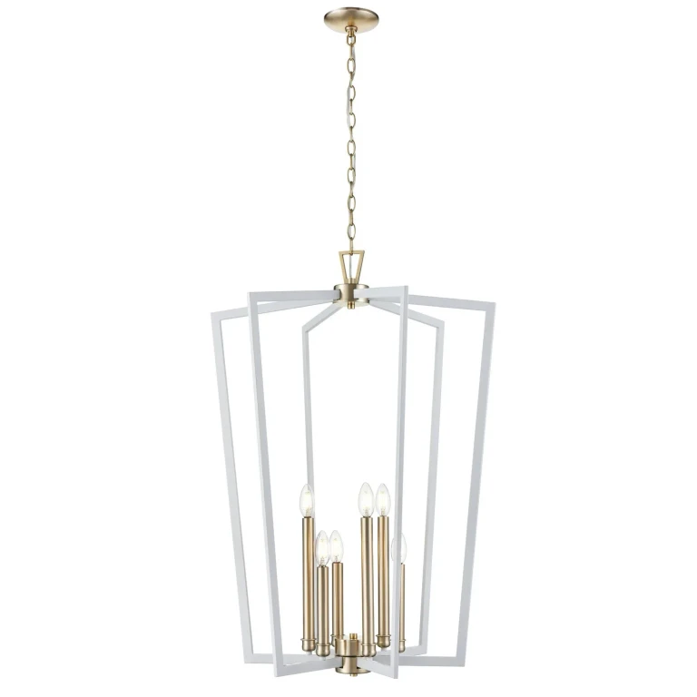 Matte White Modern Gold Pendant from the Lizabeth Collection