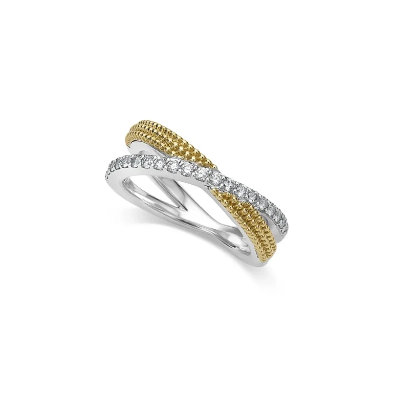 Lagos 18K Yellow Gold & Sterling Silver Caviar Lux Diamond X Ring