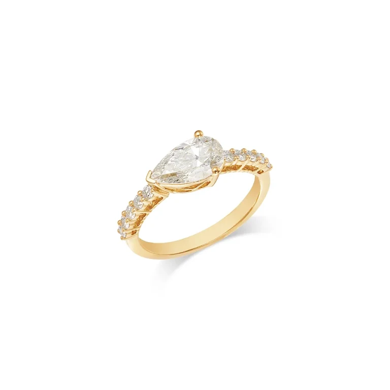 Luxe Collection Certified Lab Grown Diamond East West Pear Ring in 18K Gold, 1.50 tcw