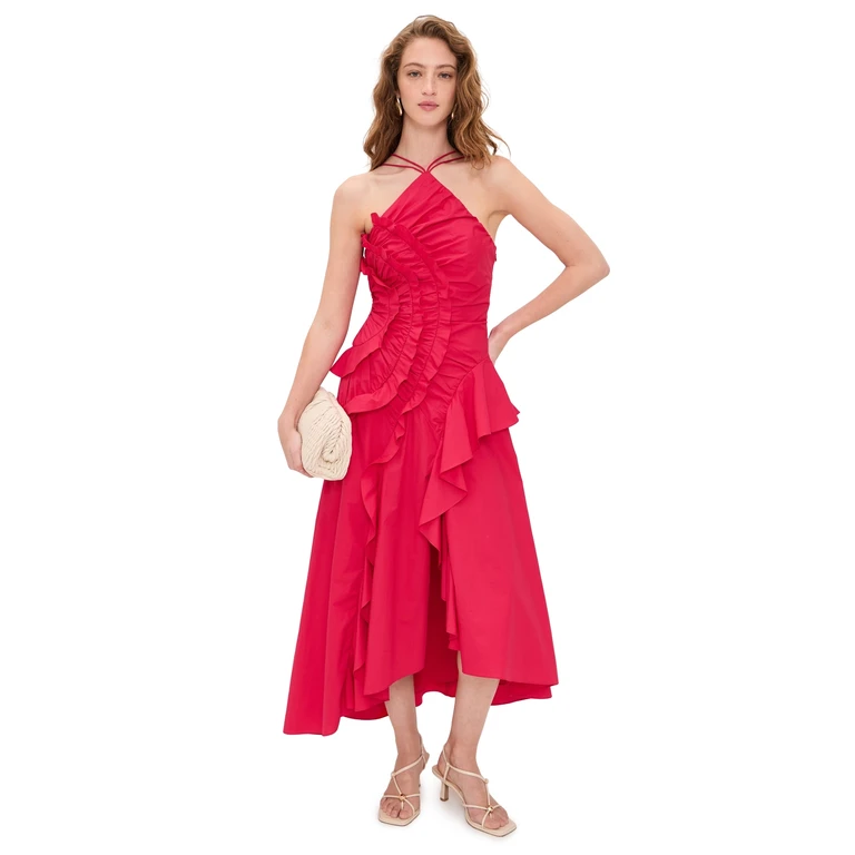 AMUR Ottavia Ruffle Dress Solstice Red 6