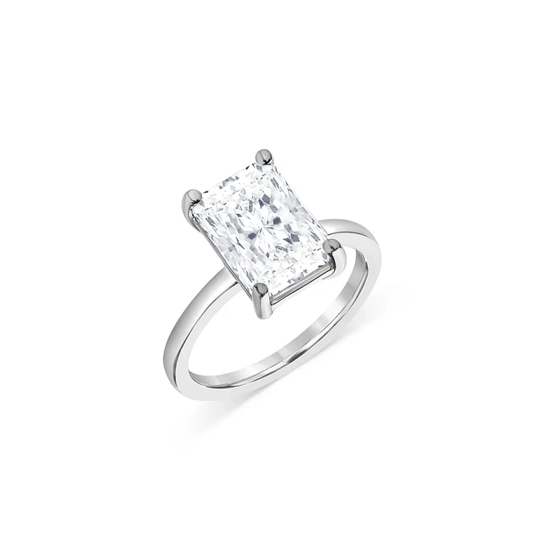 Certified Lab Grown Radiant-Cut Diamond Engagement Ring in 18K White Gold, 3.0 tcw