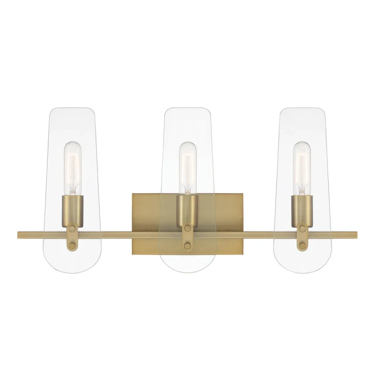 Bergen Beach 3-Light Bathroom Vanity Light in Brushed Gold