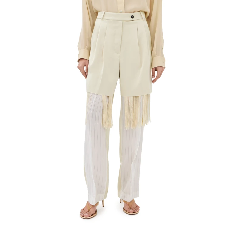 FRENKEN Blunt Satin Fringe Pants Butter 36
