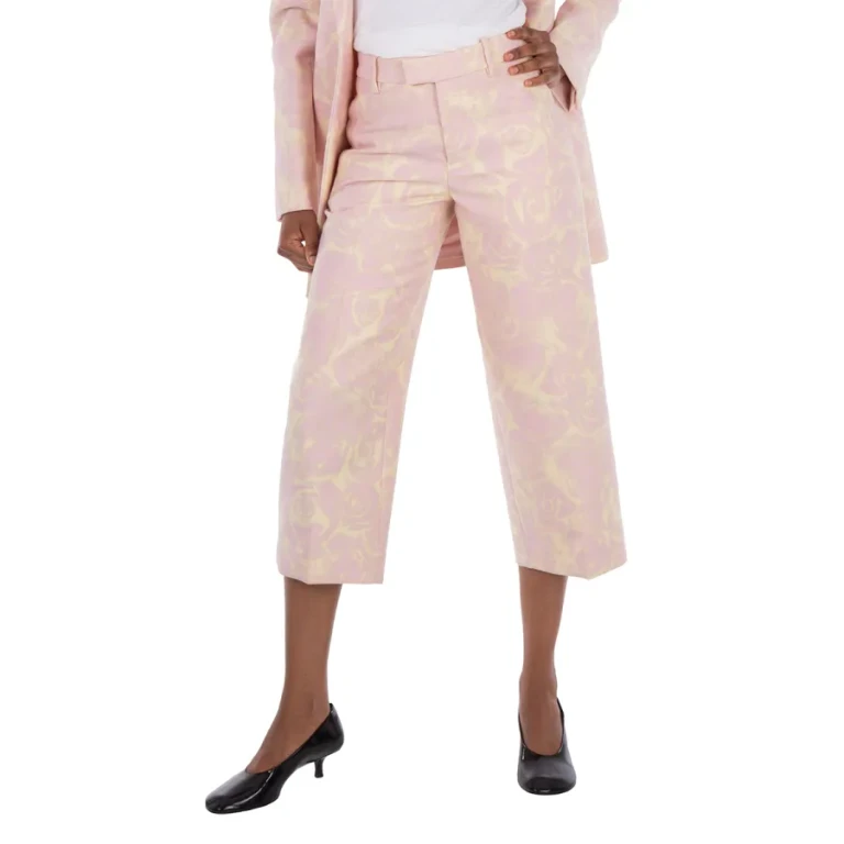 Burberry Rose Print Wool-Blend Trousers