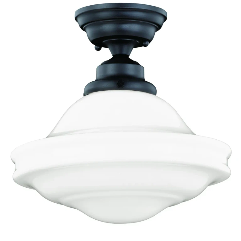 Oil Rubbed Bronze One Light Semi Flush Mount from the Huntley Collection
