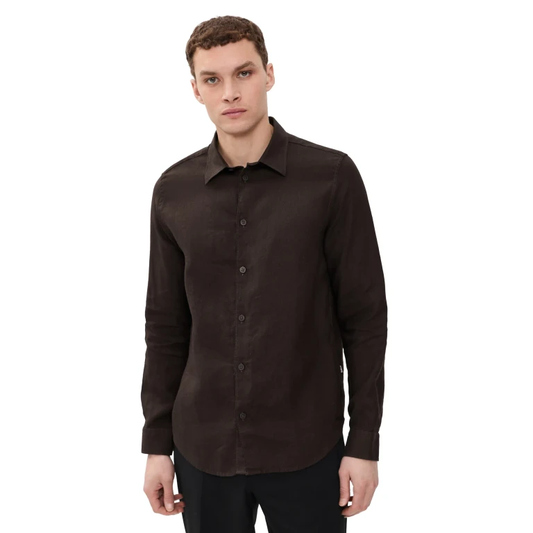 NN07 Enzo Linen Shirt Deep Truffle S