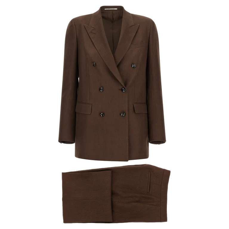 Tagliatore Jasmine dress Brown Linen Blazer, Suits - Women