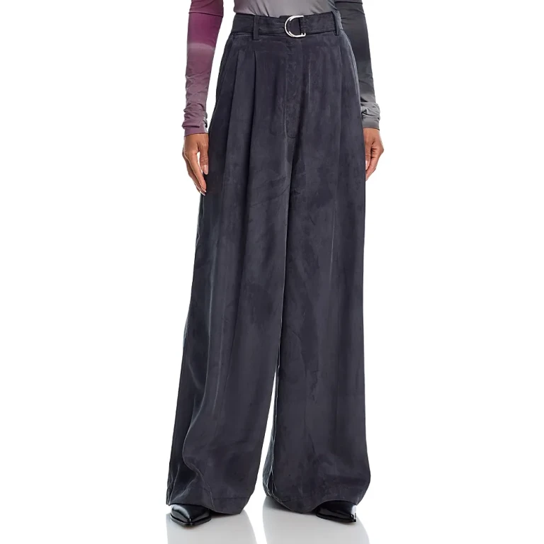Helmut Lang Double Pleat Wide Leg Belted Pants