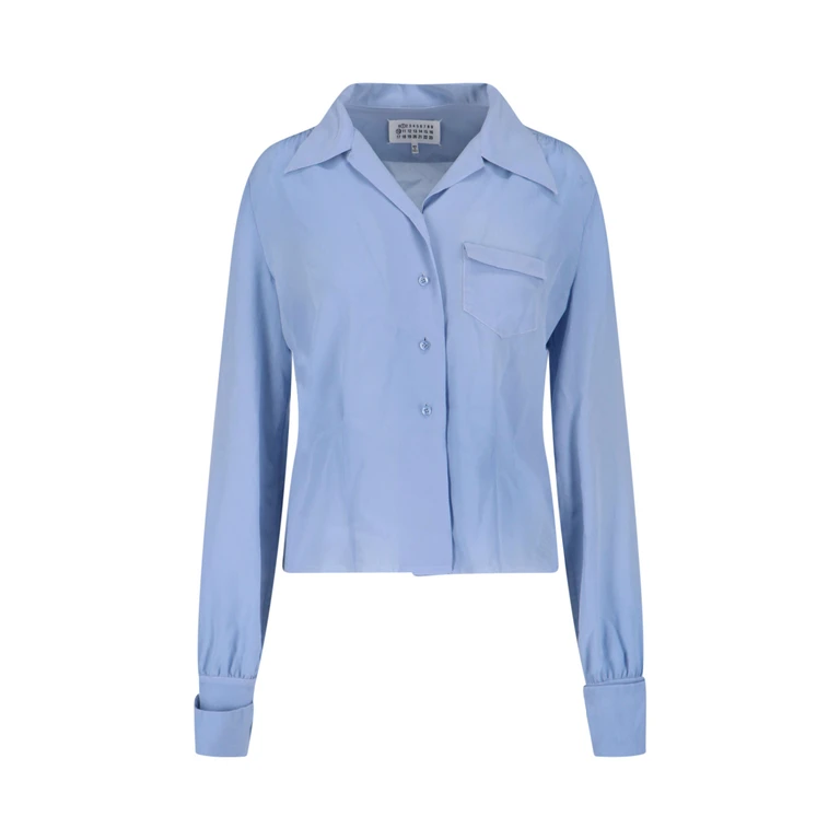 Maison Margiela Shirts Blue Silk - Women
