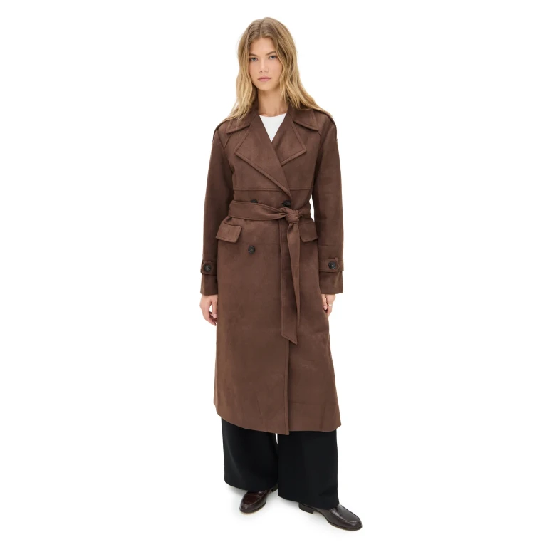 4th & Reckless Wallace Faux Suede Coat Brown XL