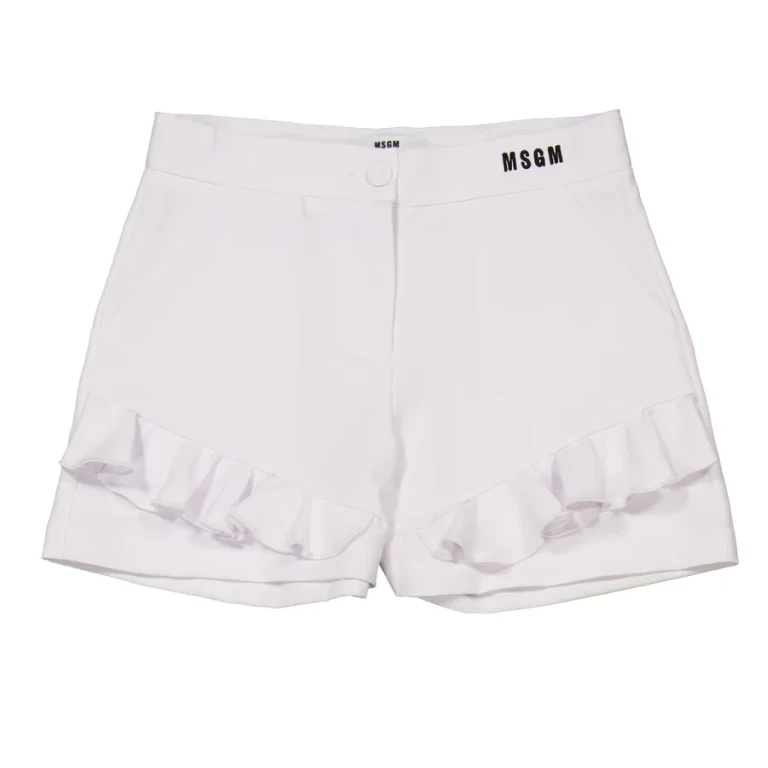 MSGM Girls Ruffle-Detail Embroidered-Logo Shorts