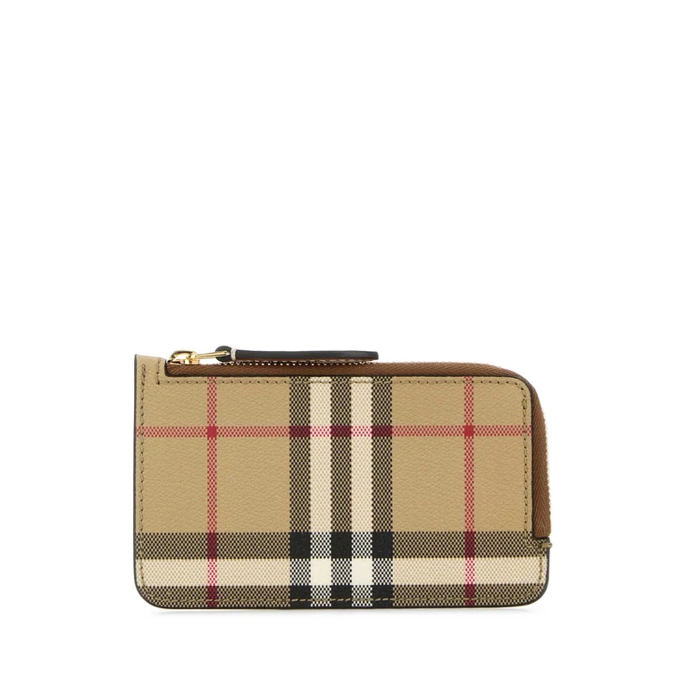 Burberry Printed Canvas Card Holder Vntgchkbriarbrown Polyurethane Polyester Cotton Portafogli - Women