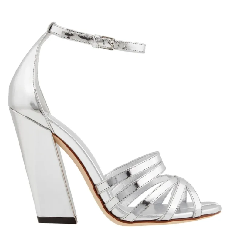 Burberry Split-toe Detail Metallic Leather Hove Sandals