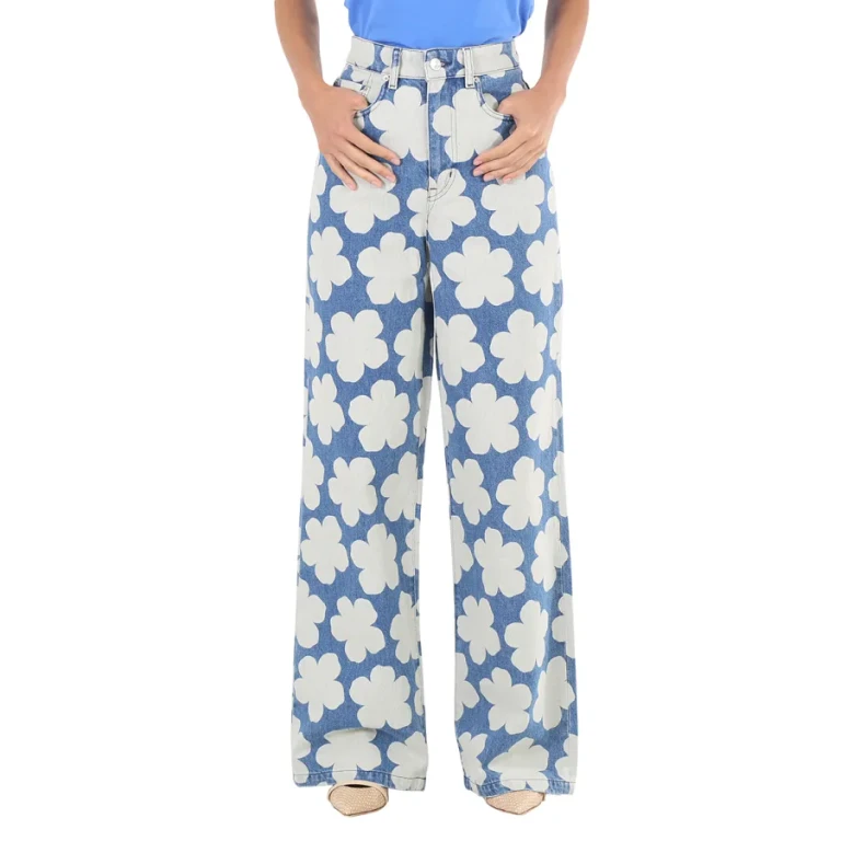 Kenzo Ladies Blue Ayame Wide Leg Fit Jeans