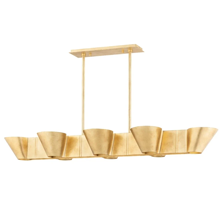 Vintage Gold Leaf Eight Light Island Pendant from the Reeve Collection
