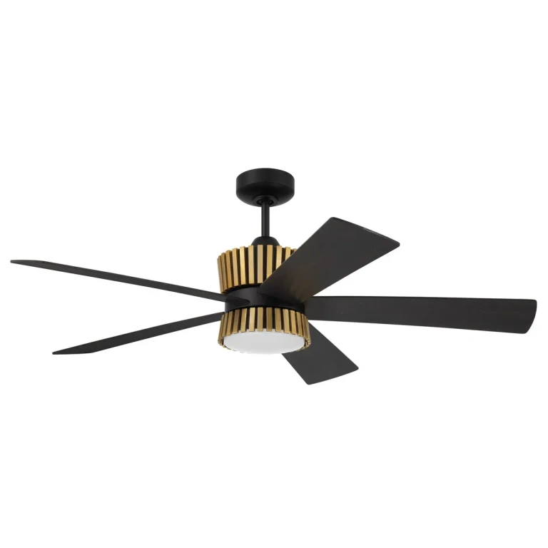 Flat Black Satin Brass 52" Ceiling Fan from the Theiry no Wifi Collection