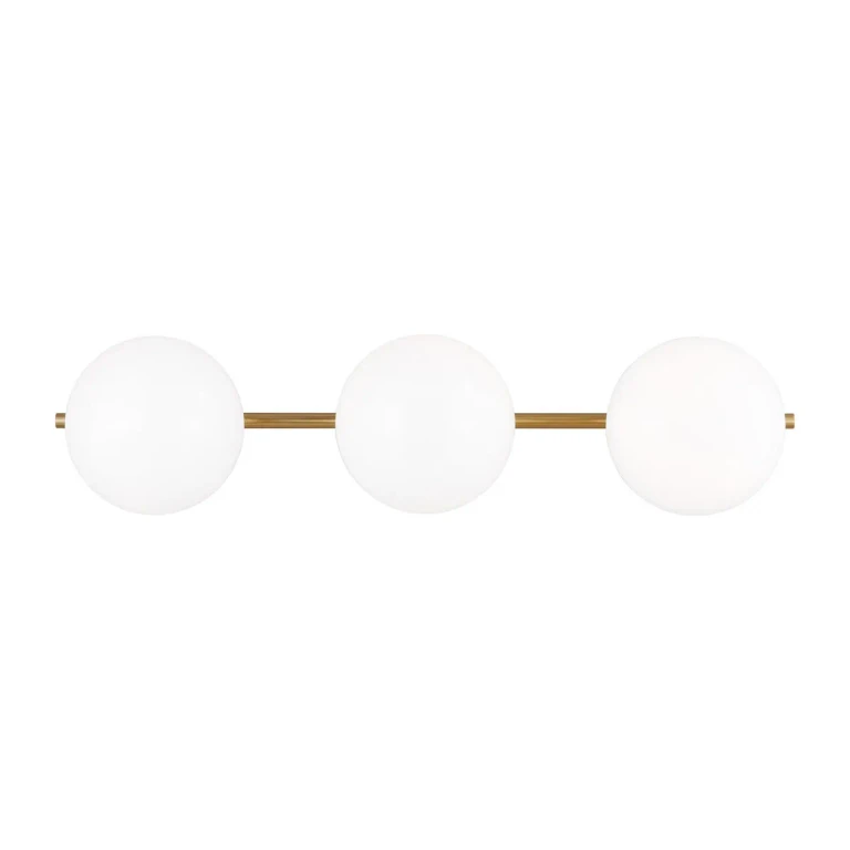 Visual Comfort Studio Lune 3-Light Bathroom Vanity Light in Burnished Brass by Ellen Degeneres