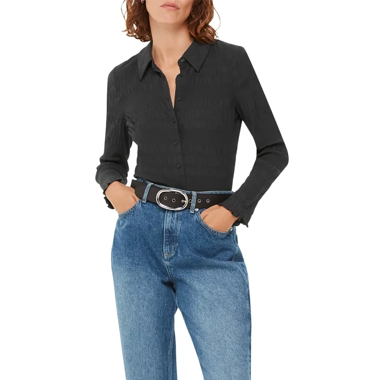 Whistles Plisse Button Front Shirt
