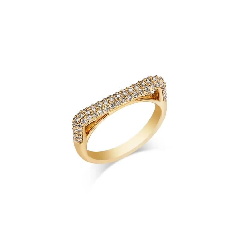 Diamond Pave Square Stack Band in 14K Gold, 0.6 tcw