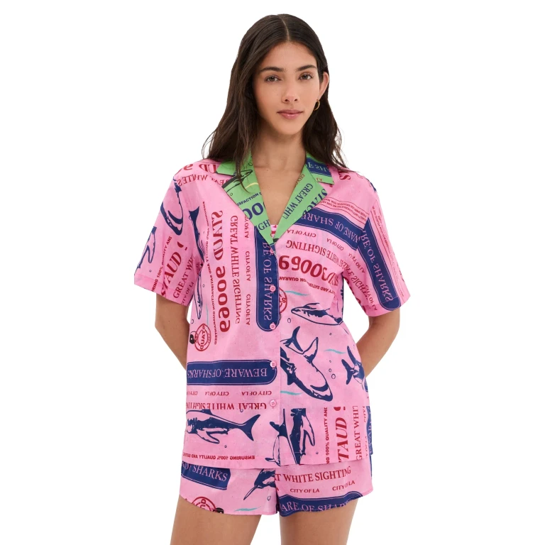 STAUD Kei Hemd Parcel Print Pink L