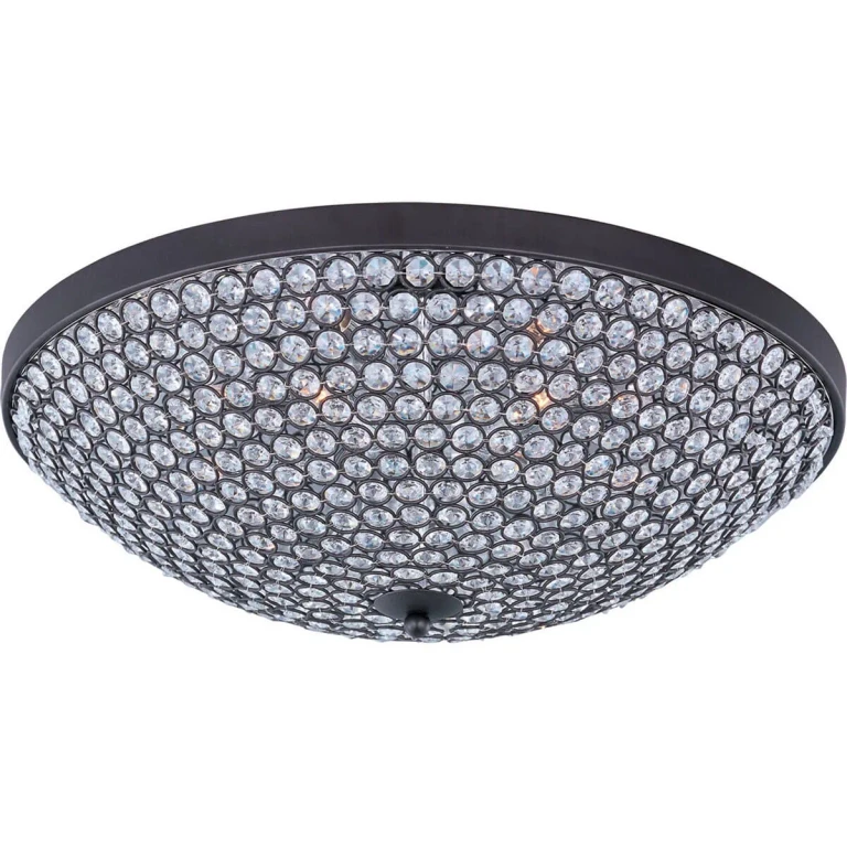 Glimmer 19" 6-Light Beveled Crystal Flush Mount in Bronze
