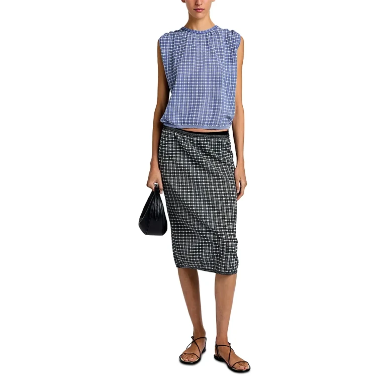 Proenza Schouler White Label The Bradley Crewneck in Plaid Knit