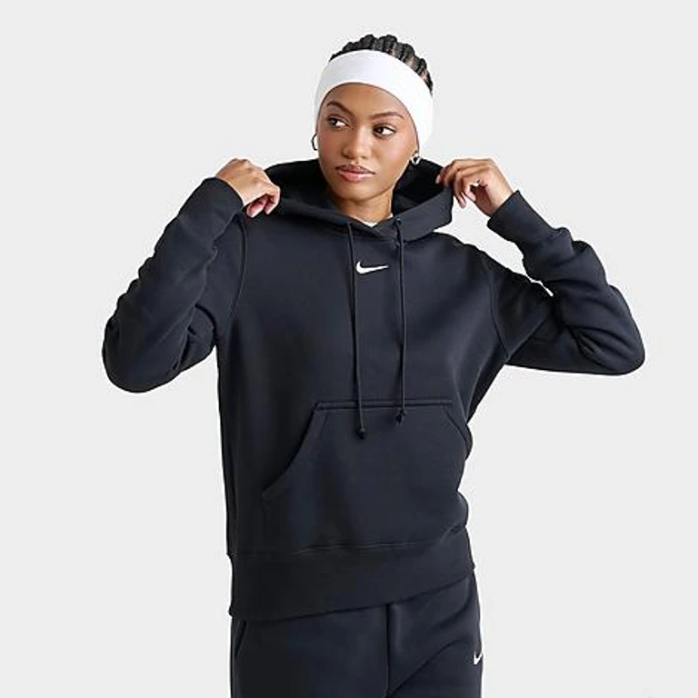 Nike Women's Sportswear Phoenix Fleece Pullover Hoodie in Black Size: XS