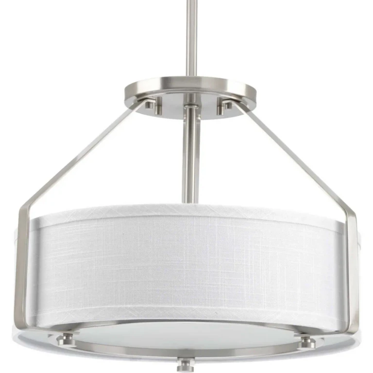 Brushed Nickel Three Light Semi-Flush Mount from the Ratio Collection