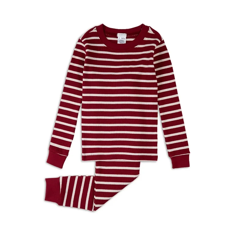 petit lem Unisex Striped Thermal Pajama Set - Little Kid