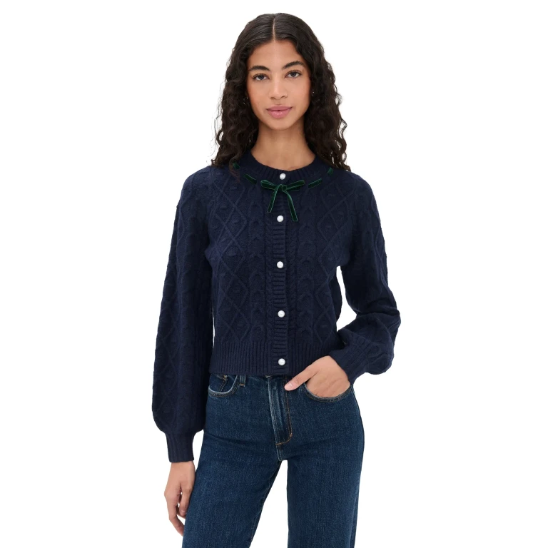 WAYF Signature Cardigan Navy S