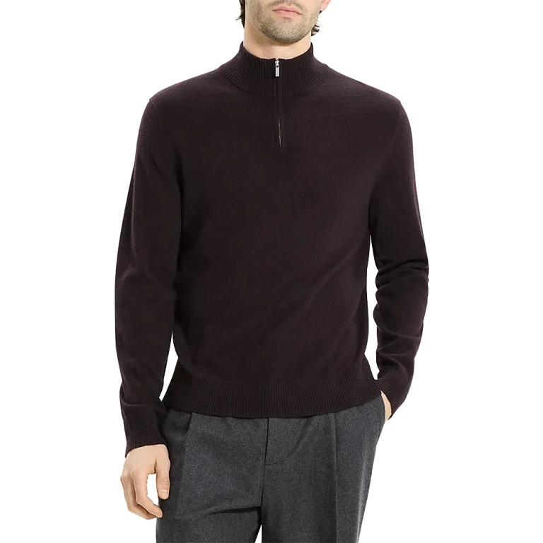 Theory Hilles Cashmere Quarter Zip Sweater