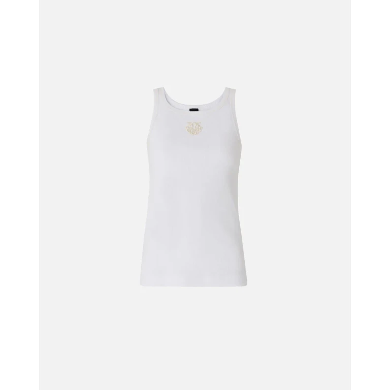 Pinko - Débardeur en maille côtelée avec broderie Love Birds - XS
